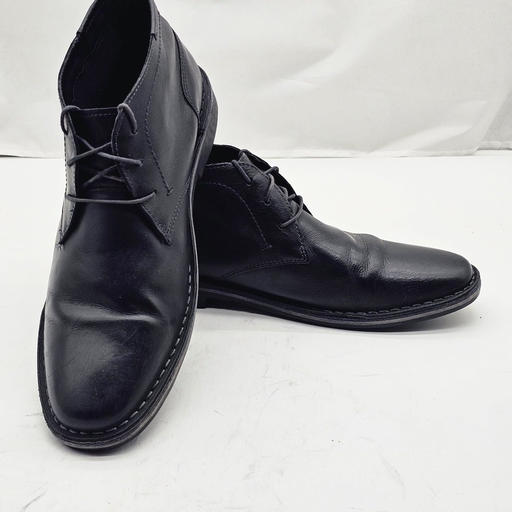 Steve Madden Harken 017 Boots Mens 10 Black Leather Chukka Lace Up